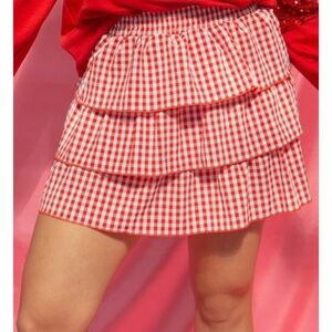 Red Gingham Tiered Skort